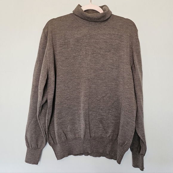 Vintage Lord & Taylor Italian Merino Wool Turtleneck Sweater XL Brown